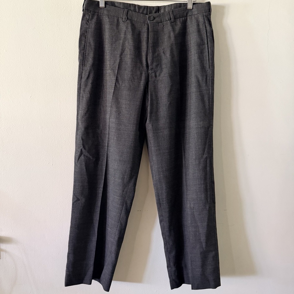 Armani Collezioni Men 36x29 Wool Blend Pleated Cuffed Dress Pants Gray